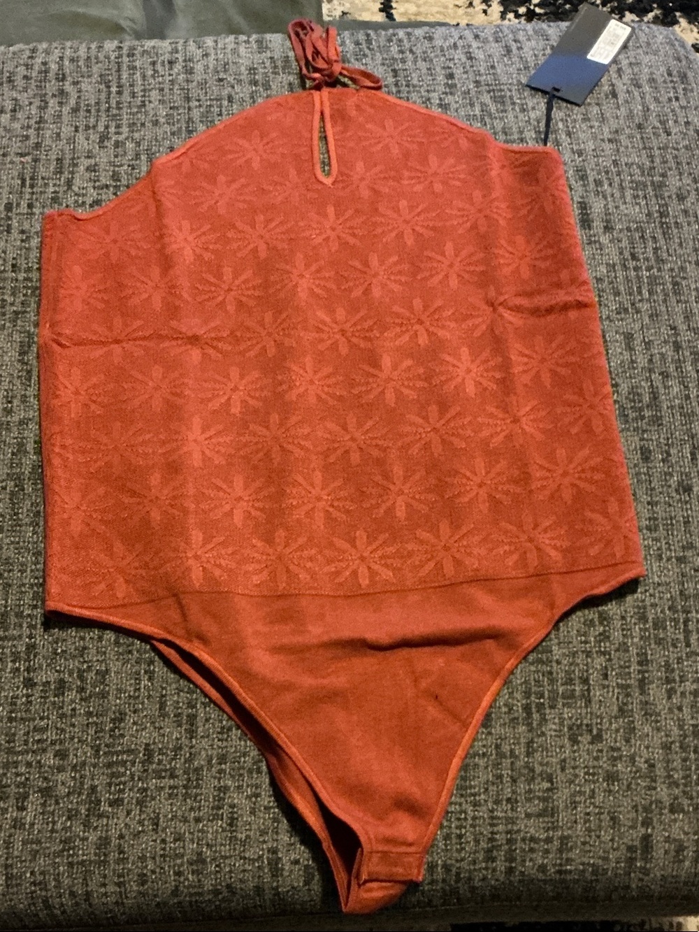 Rust Floral Halter Bodysuit - Women